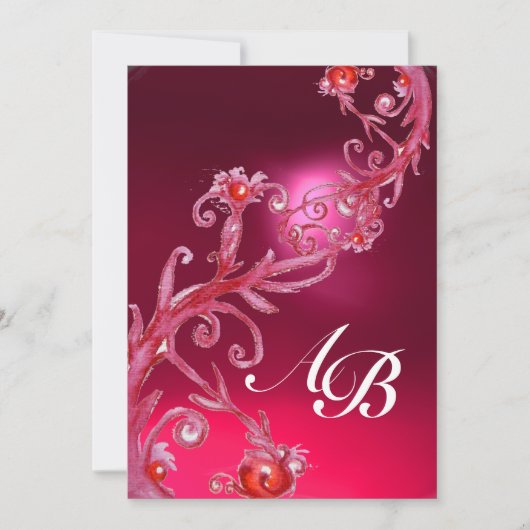 Invitation BAIES MAGIQUES 4, MONOGRAMME rouge rubis (Devant)