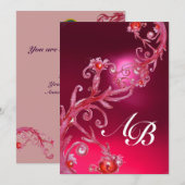 Invitation BAIES MAGIQUES 4, MONOGRAMME rouge rubis (Devant / Derrière)