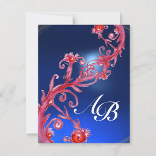 Invitation BAIES MAGIQUES 4, MONOGRAMME rouge rubis saphir