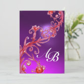 Invitation BAIES MAGIQUES 4, MONOGRAMME rouge violet blanc (Debout devant)