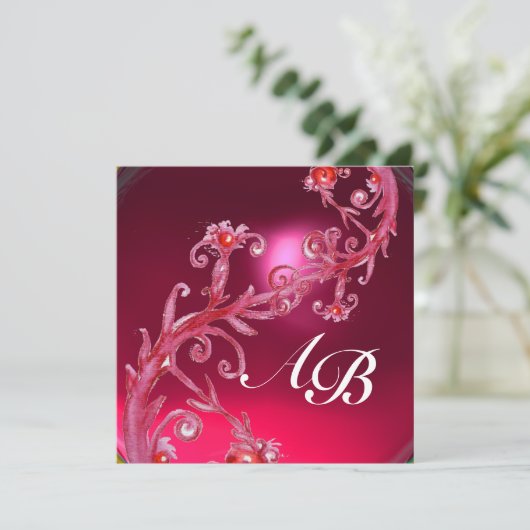 Invitation BAIES MAGIQUES 4, MONOGRAMME rubis rouge (Debout devant)