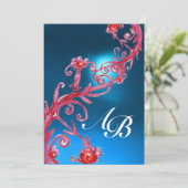 Invitation BAIES MAGIQUES 4, MONOGRAMME saphir rouge (Debout devant)