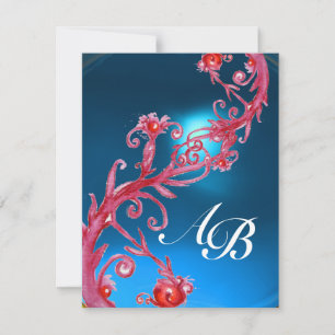 Invitation BAIES MAGIQUES 4, MONOGRAMME saphir rouge