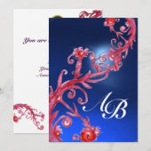 Invitation BAIES MAGIQUES 4, MONOGRAMME saphir rouge (Devant / Derrière)