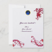 Invitation BAIES MAGIQUES 4, MONOGRAMME saphir rouge glace (Dos)