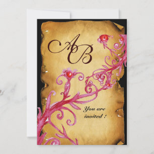 Invitation BAIES MAGIQUES DE MASQUERADE  MONOGRAMME,Parchemin