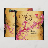 Invitation BAIES MAGIQUES DE MASQUERADE MONOGRAMME rouge (Devant / Derrière)