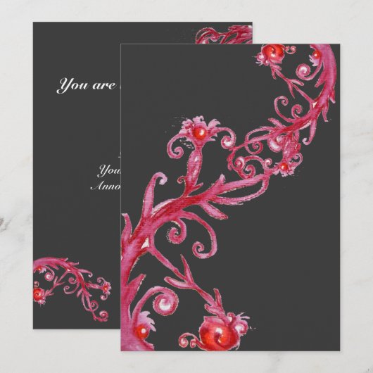 Invitation BAIES MAGIQUES, gris rouge (Devant / Derrière)