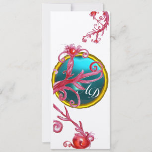 Invitation BAIES MAGIQUES MONOGRAMME blanc bleu rouge violet