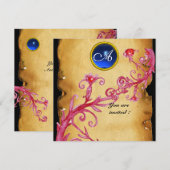 Invitation BAIES MAGIQUES MONOGRAMME, bleu (Devant / Derrière)