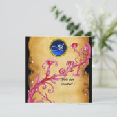 Invitation BAIES MAGIQUES MONOGRAMME, bleu (Debout devant)