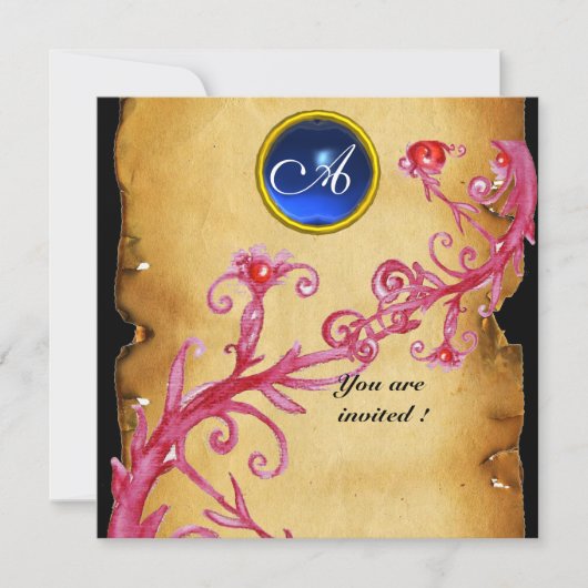 Invitation BAIES MAGIQUES MONOGRAMME, bleu (Devant)