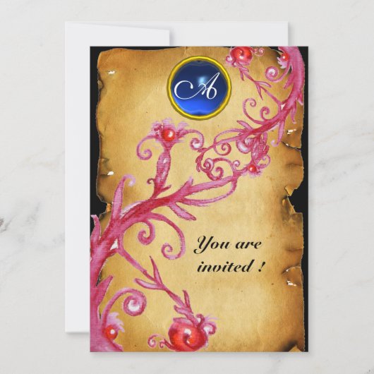 Invitation BAIES MAGIQUES MONOGRAMME, bleu (Devant)