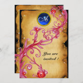 Invitation BAIES MAGIQUES MONOGRAMME, bleu (Devant / Derrière)