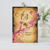 Invitation BAIES MAGIQUES  MONOGRAMME  Jaune parchemin rsvp (Debout devant)