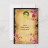 Invitation BAIES MAGIQUES  MONOGRAMME  Jaune parchemin rsvp (Dos)