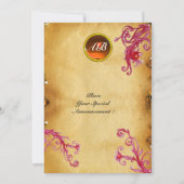 Invitation BAIES MAGIQUES MONOGRAMME parchemin gemme orange (Dos)