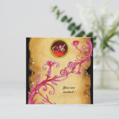 Invitation BAIES MAGIQUES MONOGRAMME, rouge (Debout devant)