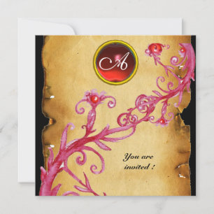 Invitation BAIES MAGIQUES  MONOGRAMME,  rouge