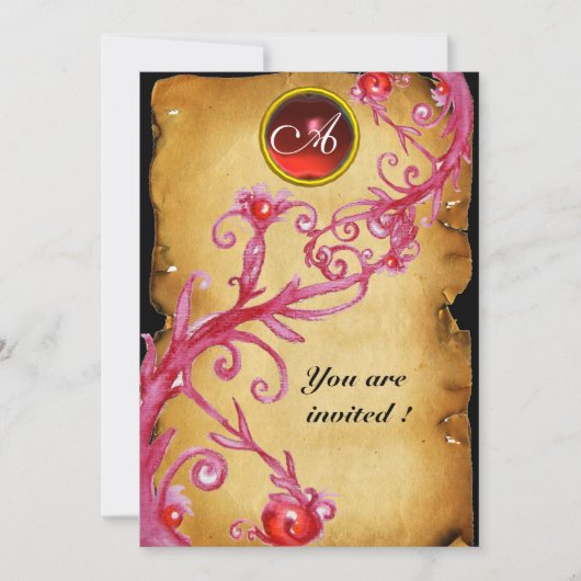 Invitation BAIES MAGIQUES MONOGRAMME, rouge (Devant)