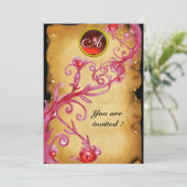 Invitation BAIES MAGIQUES MONOGRAMME, rouge (Debout devant)