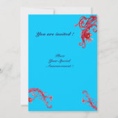 Invitation BAIES MAGIQUES, MONOGRAMME rouge bleu (Dos)