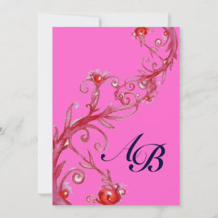 Invitation BAIES MAGIQUES, MONOGRAMME rouge jaune