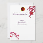 Invitation BAIES MAGIQUES, MONOGRAMME rouge rubis (Dos)