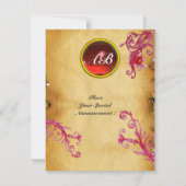 Invitation BAIES MAGIQUES  MONOGRAMME  Rouge Rubis Parchemin (Dos)