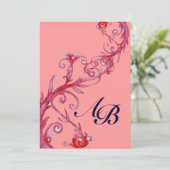 Invitation BAIES MAGIQUES, MONOGRAMME rouge violet (Debout devant)