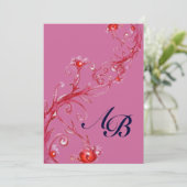 Invitation BAIES MAGIQUES,MONOGRAMME rouge violet (Debout devant)