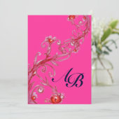 Invitation BAIES MAGIQUES, MONOGRAMME rouge violet (Debout devant)