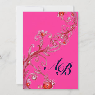 Invitation BAIES MAGIQUES, MONOGRAMME rouge violet