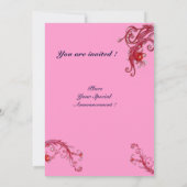 Invitation BAIES MAGIQUES,MONOGRAMME rouge violet (Dos)
