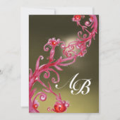 Invitation BAIES MAGIQUES MONOGRAMME rouge violet gris blanc (Devant)