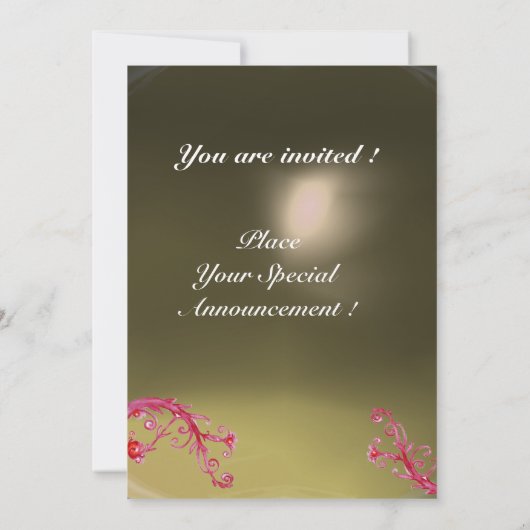 Invitation BAIES MAGIQUES MONOGRAMME rouge violet gris blanc (Dos)