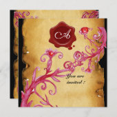 Invitation BAIES MAGIQUES  MONOGRAMME, sceau de vaccination (Devant / Derrière)