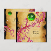 Invitation BAIES MAGIQUES  MONOGRAMME,  vert (Devant / Derrière)