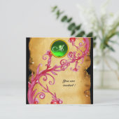 Invitation BAIES MAGIQUES  MONOGRAMME,  vert (Debout devant)
