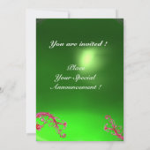 Invitation BAIES MAGIQUES, MONOGRAMME vert émeraude rouge (Dos)