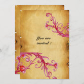 Invitation BAIES MAGIQUES parchemin à cachet de cire MONOGRA (Devant / Derrière)