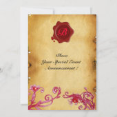 Invitation BAIES MAGIQUES Parchemin à cacheter à monogramme (Dos)