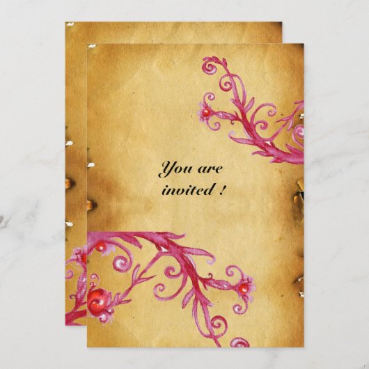 Invitation BAIES MAGIQUES  parchemin à cacheter cire à cachet (Devant / Derrière)