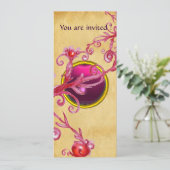 Invitation BAIES MAGIQUES PARCHEMIN GEMME rouge rubis (Debout devant)