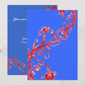 Invitation BAIES MAGIQUES, rouges bleues (Devant / Derrière)