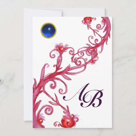 INVITATION BAIES MAGIQUES, SAPHIR ROUGE MONOGRAMME (Devant)