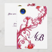 INVITATION BAIES MAGIQUES, SAPHIR ROUGE MONOGRAMME (Devant / Derrière)