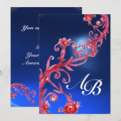 INVITATION BAIES MAGIQUES, SAPHIR ROUGE MONOGRAMME (Devant / Derrière)