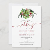 Invitation Baies Rouges de Noël Mariage d'Hiver (Devant)