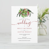 Invitation Baies Rouges de Noël Mariage d'Hiver (Debout devant)